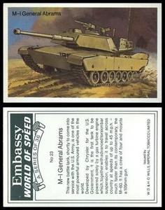 M-I General Abrams #23 Embassy World Of Speed 1981 Wills Cigarette Card - Picture 1 of 1
