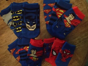 SUPER HEROS SOCKS / FOOTIES BATMAN & SUPERMAN- 2 X (3 PAIR) Total Of 6 Pairs - Picture 1 of 10