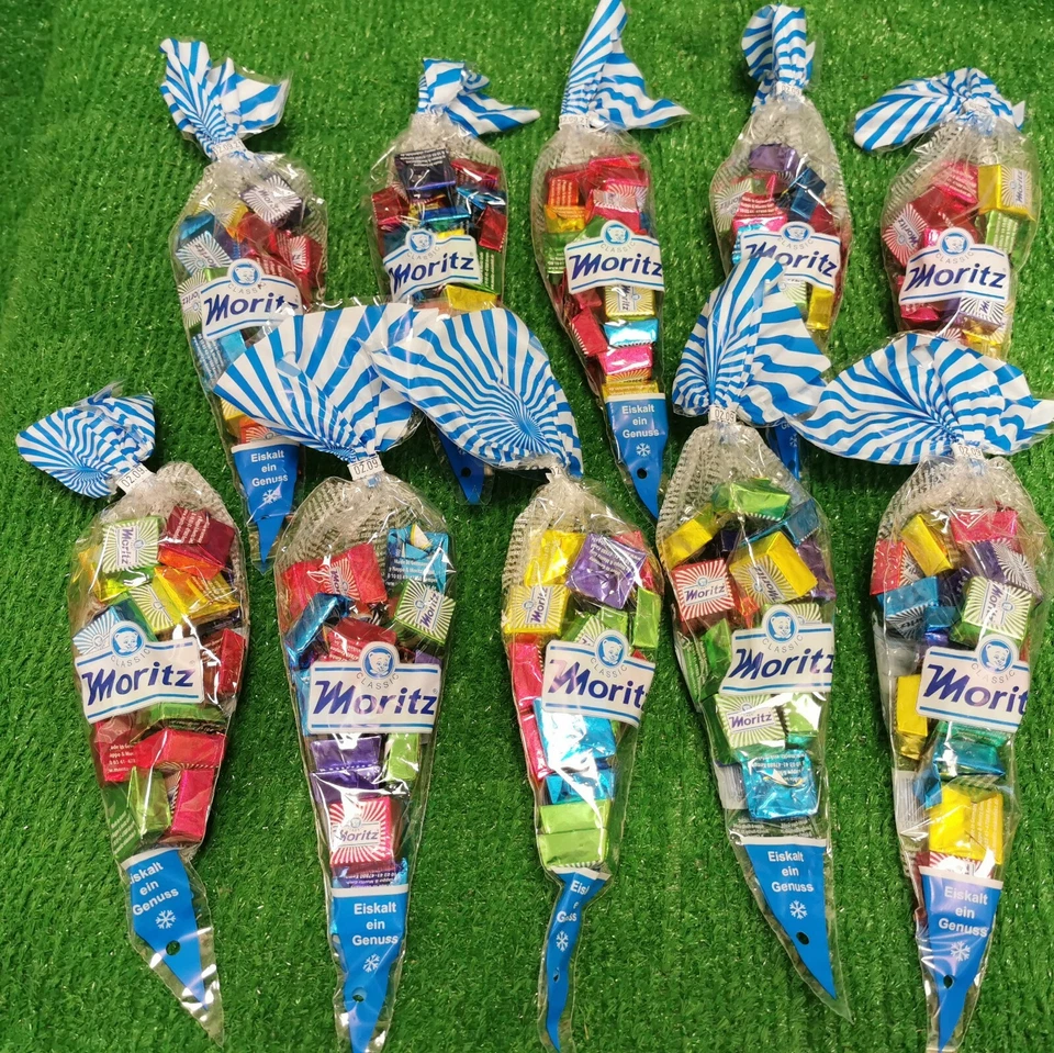 (9,45€/kg) 10x Moritz Eiskonfekt zarte Schokoladen Würfel 200g Spitztüte - Bild 1 von 1
