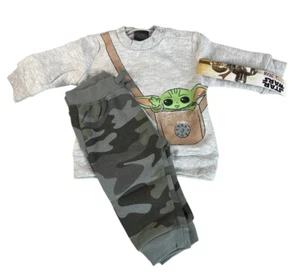 Baby Boys Star Wars Mandalorian Yoda Fleece Pullover & Jogger Set Size 0-3M NEW - Picture 1 of 3