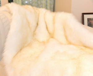50" x 60" Premium  GOLD TIP Polar Bear Synthetic Fur Throw Blanket  Plush