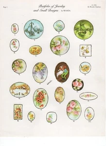 China Porzellan Gemälde Portfolio Schmuck kleine Designs Wanda Clapham 1981 Vintage - Bild 1 von 5