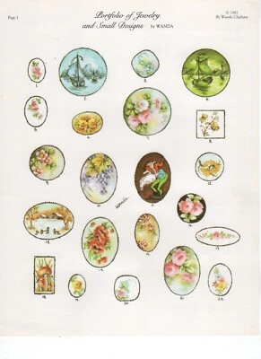 China Porcelain Painting Portfolio Jewelry Small Designs Wanda Clapham 1981 Vtg - Image 1 of 4