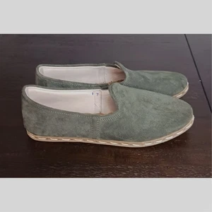 Sabah Hand Made Green Suede Leather Women's Slip-On Flats Size 38 EU/US 7 - Picture 1 of 6
