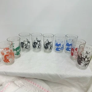 Menge 9 Vintage 1950er Hasel Atlas Kraft Swanky Swigs Tier Saft Gläser 6oz - Bild 1 von 22