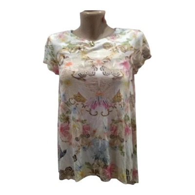 Roberto Cavalli Women T-Shirt Multicolor Printed Floral Size S (166 cm) * - Image 1 of 4