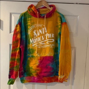 Colorful Tie-Dye Hoodie Santa Monica Pier California 1909 L - Picture 1 of 6