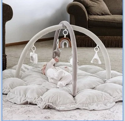 5 en 1 Grueso y Felpa Bebé Jugar Gimnasio, Alfombrillas de Juego para Bebé para Piso, Alfombrilla para Tiempo Abdominal Foto 1 de 4