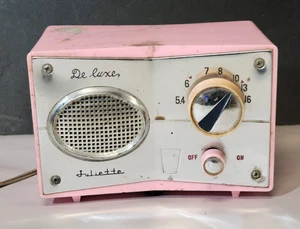 Pink Juliette Deluxe Tube Radio WORKS vintage 1950s-60s AM Mid-Century Modern - Picture 1 of 9