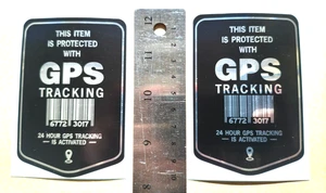2  X Item GPS Tracking Security Stickers Self Adhesive extra large 150mm x 100mm - Picture 1 of 7
