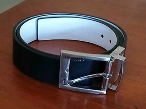 PGA Tour echt schwarz Leder Golf Gürtel silberfarbene Schnalle 34", 41,5"TL, 1 3/8"W - Bild 1 von 8