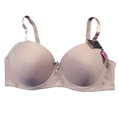 Sujetador Sofra púrpura lila elástico a rayas acolchado con aros correa de 3 broches para mujer 42D Foto 1 de 4