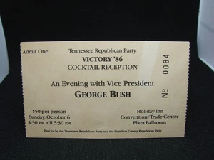 1986 GEORGE BUSH COCKTAIL EMPFANG TICKET TENNESSEE REPUBLIKANER! - Bild 1 von 2