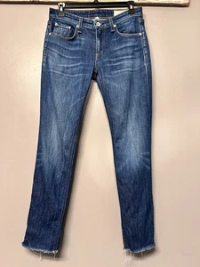 Pantalones de mezclilla Rag & Bone para mujer Dre tiro bajo calce ajustado boyfriend azul talla 24 dobladillo crudo - Imagen 1 de 13
