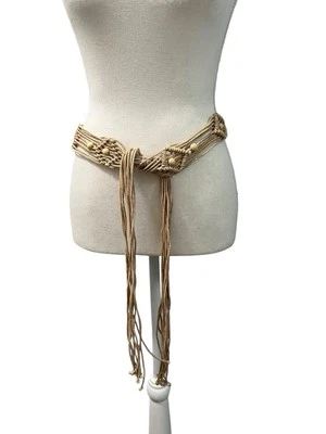 Плетеный пояс Bohemian Macrame кисточки бисер OS - Изображение 1 из 4