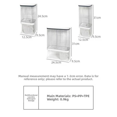 Laundry Detergent Storage Box Wall Mounted with Flexible Storage Compartments - Image 1 of 4