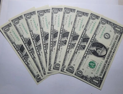 2017 Atlanta Fed Res $1 RADAR Bank Note Serial #63636363 + 8 Consec ~ GEM UNC ~ - Image 1 of 4