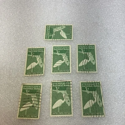 7 USADOS/Cancelados Sc. Estampillas de Estados Unidos # 952 - 1947 3c del Parque Nacional Everglades. Envío de $1 Foto 1 de 4