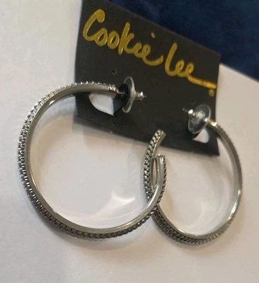Vintage Nwot Cookie Lee Large Half Hoop Earrings Inv31a - Image 1 of 4