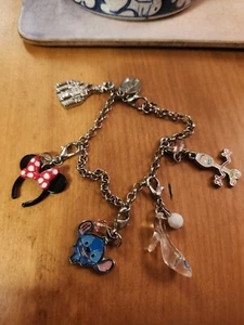 Official Disney Parks Charm Bracelet With 5 Charms Castle Minnie Ears Stitch... - Picture 1 of 8