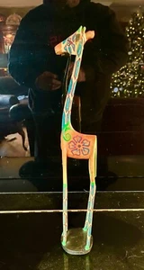 Hand Carved And Brightly Hand-Painted Wooden Giraffe Figurine. 16” Tall. Africa. - Picture 1 of 7