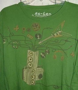 Camiseta RE-GEN 2XL Algodón Orgánico Top Boom Box Discos Música Rock Tema Mariposa - Imagen 1 de 3