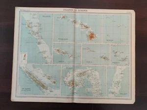 VINTAGE MAP-THE TIMES ATLAS OF THE WORLD-ISLANDS OF OCEANIA -1922 - Picture 1 of 3