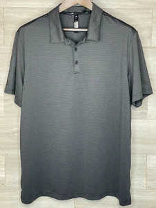 Polo de golf Adidas para hombre XL a rayas negro gris manga corta transpirable HR USADO EN EXCELENTE ESTADO - Imagen 1 de 7