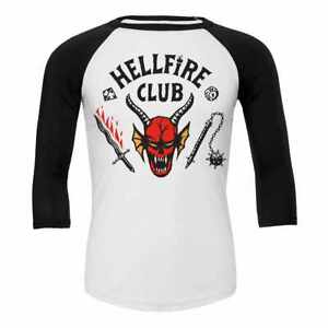 Stranger Things 4 - Hellfire Club (Unisex Raglan)  Long Sleeve Baseball (White)