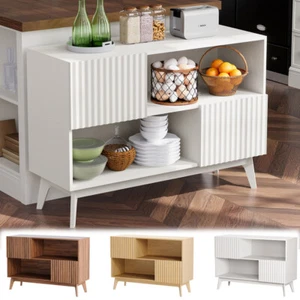 Kommode Anrichte 100 cm Sideboard 2 Türen und 2 Fächer Holzwerkstoff Bodengleich - Bild 1 von 51