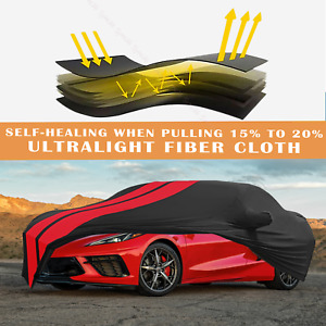 Red/Black Indoor Car Cover Stain Stretch Dustproof For Chevrolet Corvette
