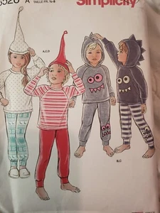 Simplicity 8526 Boys Girls Pajamas Tops Pants Hats Sewing Pattern Sz 1/2-8 New - Picture 1 of 3