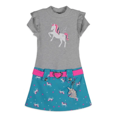 Vestido Marsha ROSA & VIOLETA para niña en gris jaspeado/jade, X-grande (14/16) Foto 1 de 2