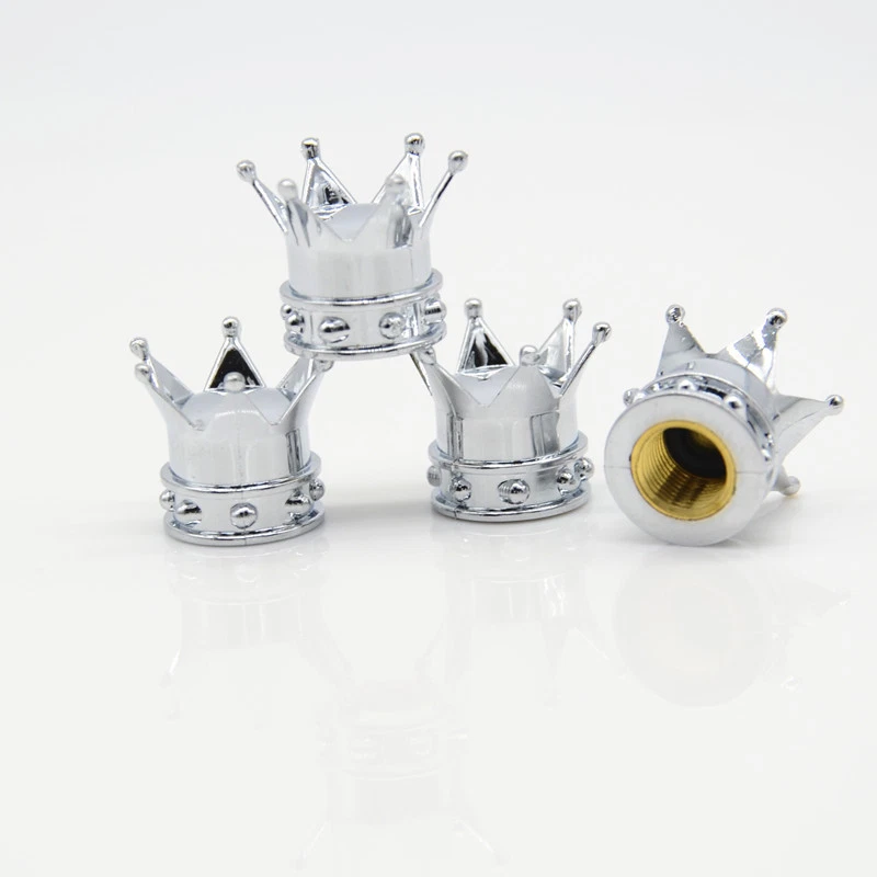 Cromado Imperial King Coroa de Carro Pneu Roda Válvula Hastes Ar Poeira Tampa 4x - Imagem 1 de 4