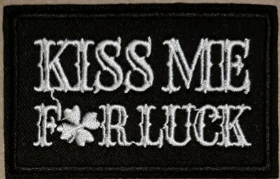 Kiss Me for Luck embroidered Iron on patch - Image 1 of 2