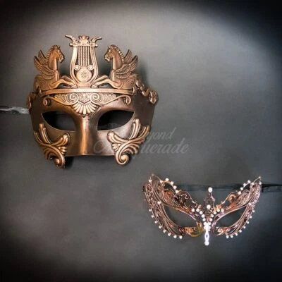 Couple's Masquerade Masks | Roman Masquerade Masks Rose Gold - Image 1 of 4