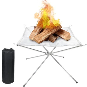Chimenea portátil de malla de acero plegable de 16,5/22 pulgadas para camping barbacoa - Imagen 1 de 14