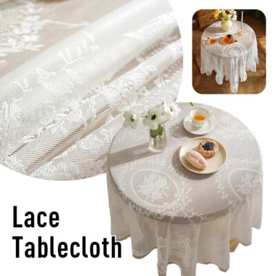 Rectangle Lace Floral Embroidery Tablecloth Cover Diningroom Wedding Party Decor - Image 1 of 4