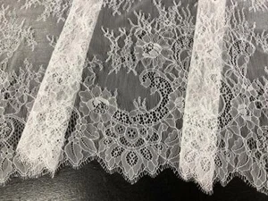 20" Wide White Eyelash Chantilly Lace Fabric for Veil Lingerie Table Runners - Picture 1 of 5