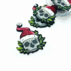 1, 4 o 20 piezas a granel espeluznante calavera de Navidad con dije de sombrero de Santa - vendedor de EE. UU.- WH1367 - Imagen 1 de 4