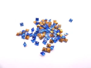 Rhinestone Crystal Sapphire 12 Pack 4mmx4mm Square Faceted Cabochon Vintage Gems - Picture 1 of 4
