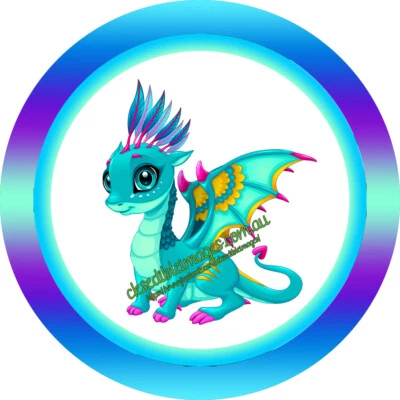 Lindo Dragón Personalizado Comestible Imagen Pastel Glaseado Topper 5-8 Pulgadas Diámetro Foto 1 de 4