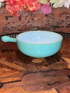 Vintage Glasbake Turchese Zuppa Peperoncino Crockpot Ciotola J-2057-25 Made In USA - Foto 1 di 9