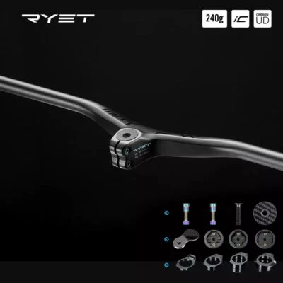 Manillar integrado MTB elevación de carbono 800 mm XC manillar de bicicleta barra plana potencia Foto 1 de 4