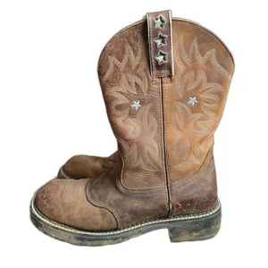 Stivali da lavoro Ariat donna western cowboy taglia 10B pelle punto stella pull-on - Foto 1 di 8