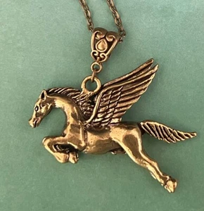 Pegasus Necklace Solid Brass 3d Fantasy Mythological Flying Horse Pendant - Picture 1 of 5