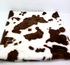 Unbranded Home White Brown Cow Print Faux Fur 18x18 in Throw Pillow Cover 1 Pc - Picture 1 of 3