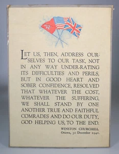 1946 Card Mounted Sentence from Speech by WS Churchill Ottawa 30 November 1941 - Picture 1 of 11