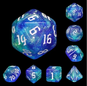 Juego de 7 piezas de mesa HDAR-70 dados de alta definición troquel poliédrico Aurora DnD D&D RPG - Imagen 1 de 5