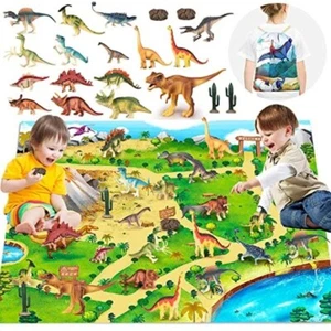 BeeBee Dino Toy Set w/ Play Mat. Realistic Figures for 3-6yr Kids. Perfect Party - Picture 1 of 5